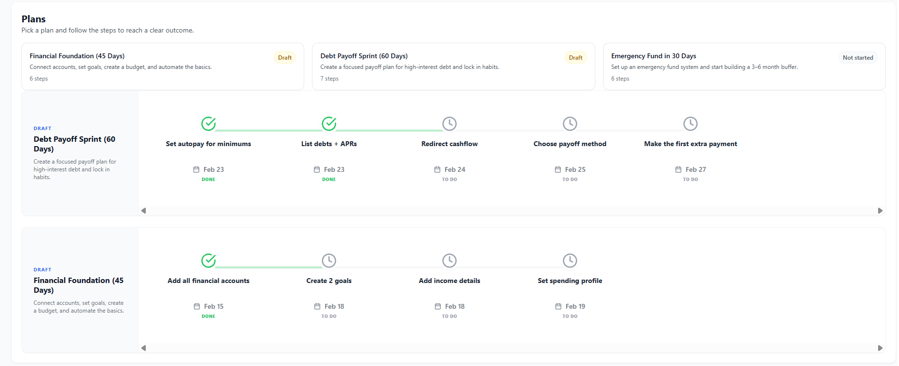 Customized Action Plans